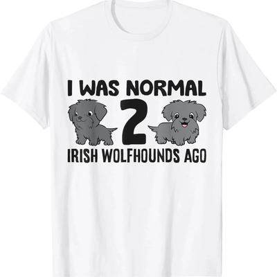 I Was Normal 2 Irish Wolfhounds Ago Funny Wolfhound T Shirt Vintage Homme Stylish Streetwear Versatile Fashion Unisex