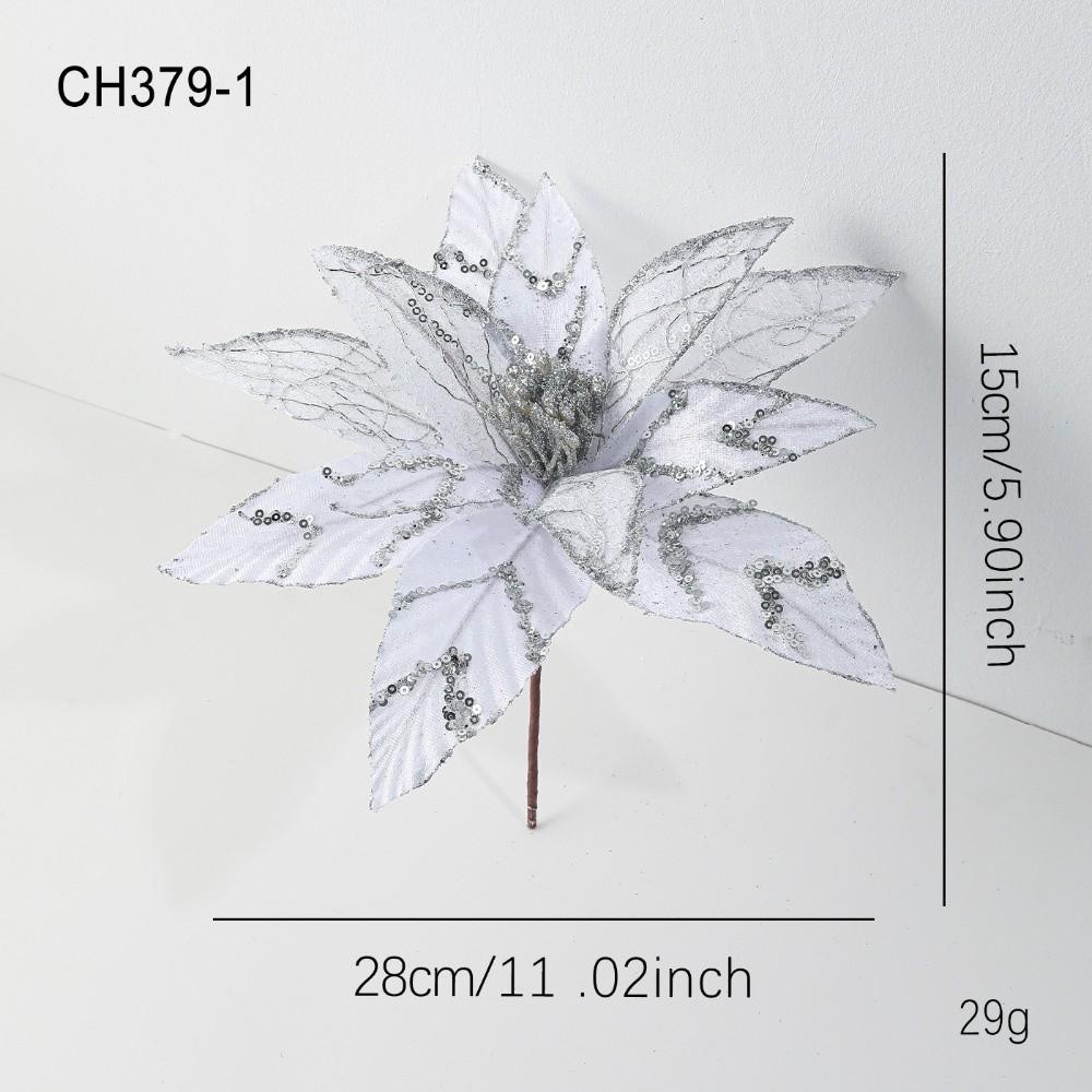 Glitzer Künstliche Weihnachtssternblume 28CM Pailletten Blume Weihnachtsbaumzubehör