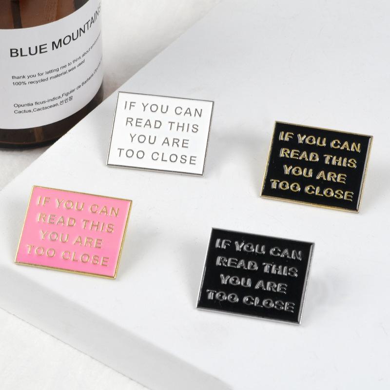 Artistic Eyecatching Square Letter Brooch Warning Sign Please Do Not Approach Accessory