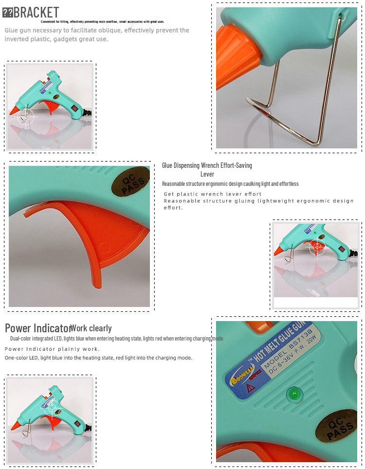 12-24V Car Hot Melt Glue Gun with DC Battery Clip & Cigarette Lighter Plug for Outdoor and Model Airplane Use