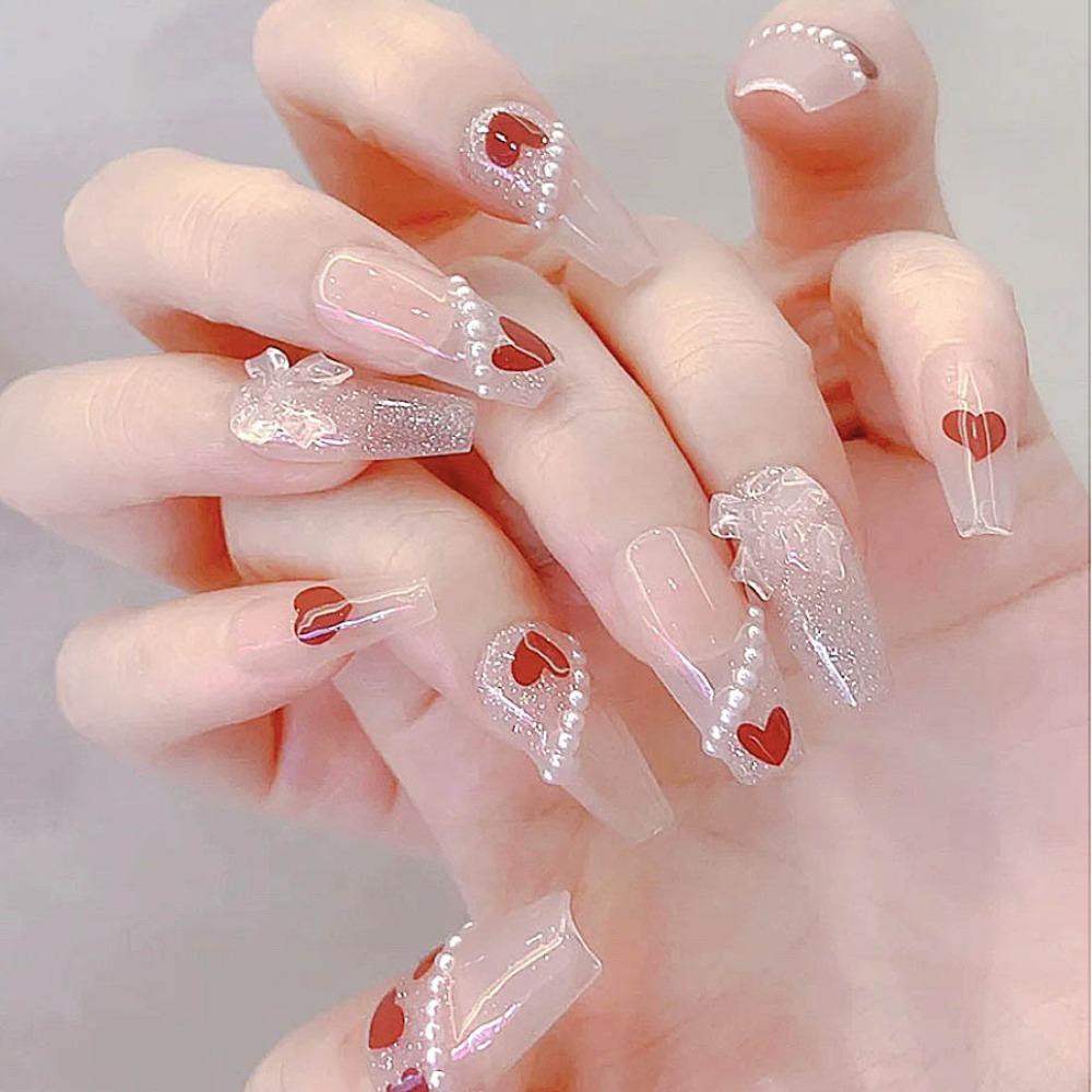 

Press on Nails Fake Nails Full Cover Nail Tips Fashion Ballerina False Nails Girl