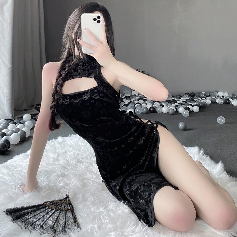 Веселый сексуальный полый горячий ремень вверх воротник Cheongsam Pure Desire Uniform Косплей Пакет 7 Average size [80-120] catties