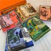 Luxury  Twill Silk Large Scarf Women Handmade Curling Horse Rider Animal Female Twill Square Shawl Fashionbelt Squarescarve
