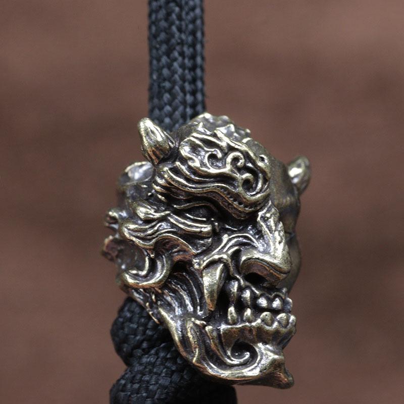 Half Skull Face Head Sculpture Brass Knife Beads EDC Outdoor DIY Paracord Woven Bracelets Charms Lanyard Hangings Accessories
