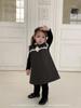 2025 Winter Cotton-Padded Dress Set for Baby Girls - Chic Korean Style Lace Ruffle Collar Sleeveless Dress