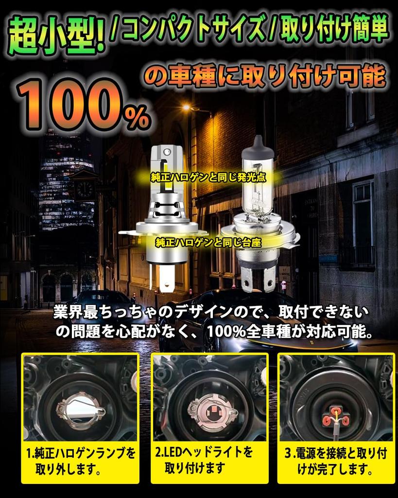 WENLE Industry's Best! Explosive Light H4 Hi/Lo Switching LED Headlight, Compatible with Vehicle Inspection,