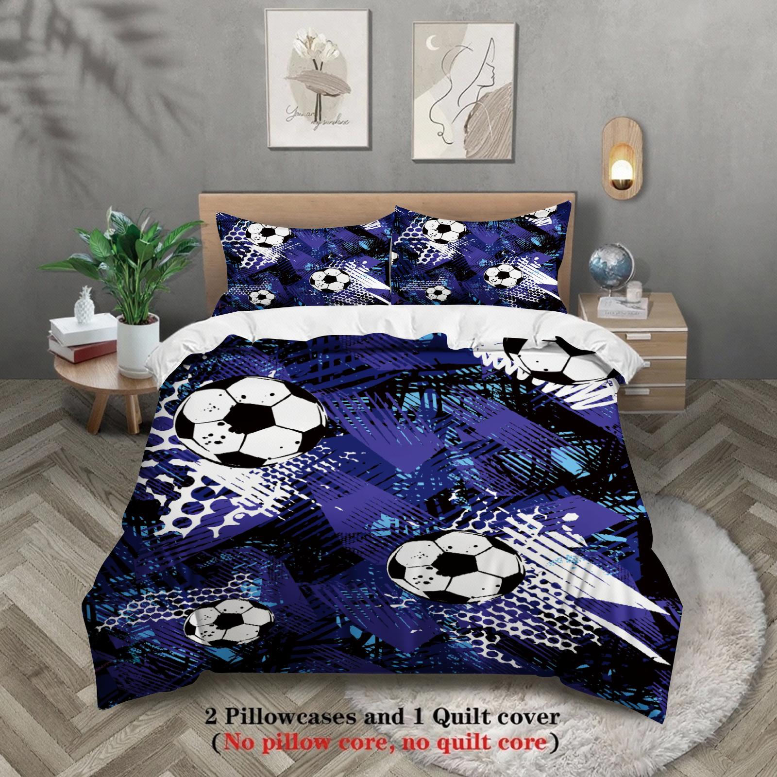 

3 шт. Комплект постільної білизни Мультяшний Футбол 3D-друк Матовий Зручний Підодіяльник Королівський Королівський Двоспальний Односпальний Розмір Подарунок на День народження Декор кімнати EU Single 135x200cm