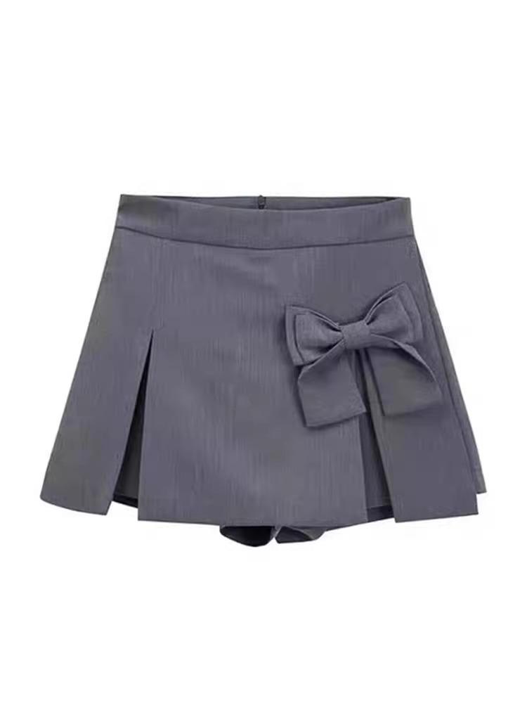 Women's High-Waist A-Line Skirt with Bow, Half-Length Skirt Pants - Autumn 2023 Collection