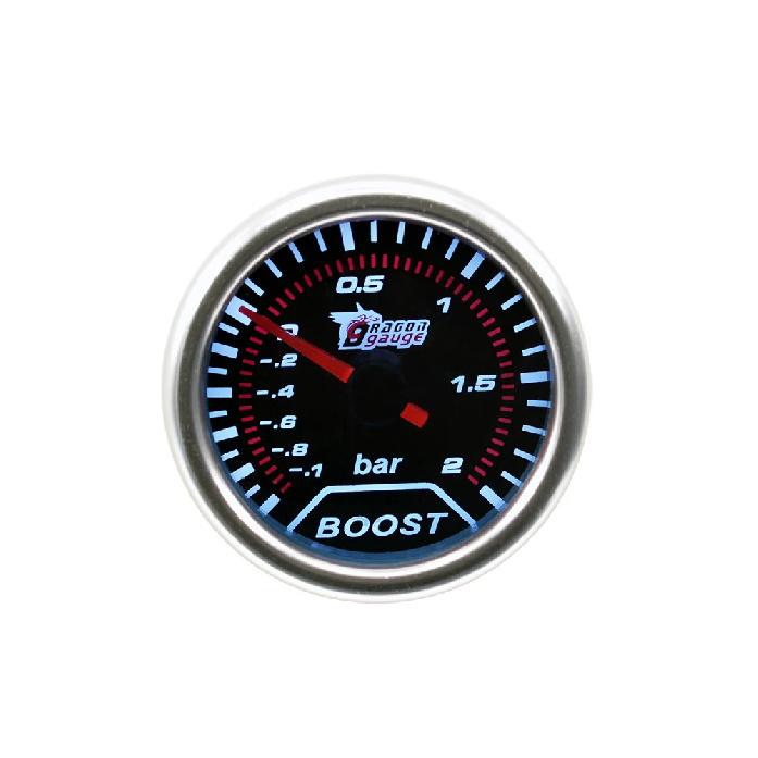 Dragon  2 Inch(52MM) White Backlight Sunglasses Auto Car Turbo Boost Gauge -1~2 Bar Turbine Press Instrument Meter