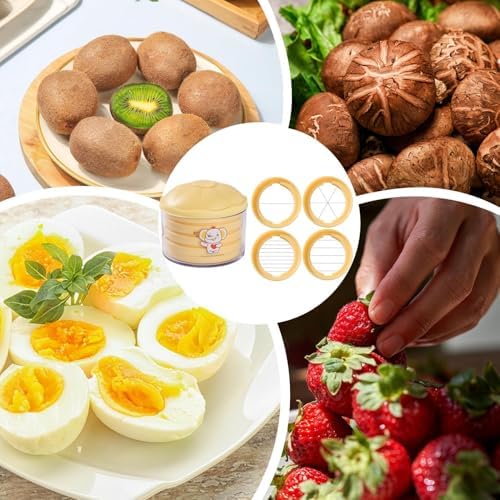 4-in-1 Multi-Function Kitchen Chopper - Durable Manual Food Chopper for Hard Boiled Eggs, Tomatoes, Onions, Potatoes, Salad, Cheese & More