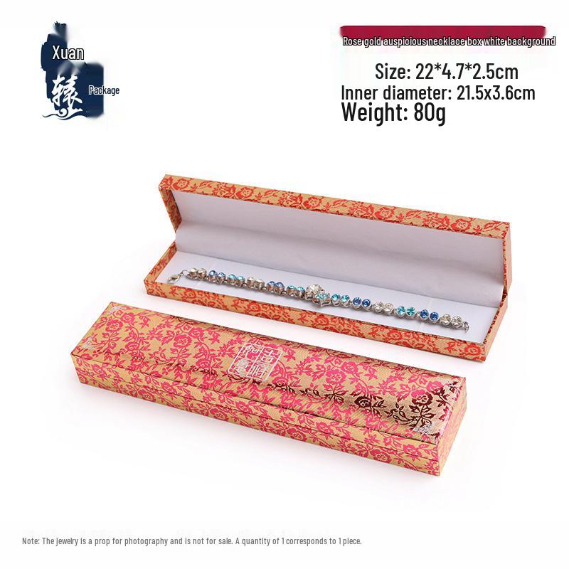 Rose Gold Jewelry Box: Auspicious and Wishful for Rings, Bracelets, Necklaces, with Black Bottom for Elegant Storage