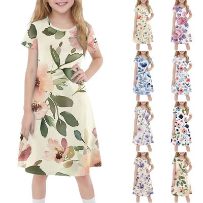 Children's Summer Short-sleeved Casual Fashion Round Neck Dress