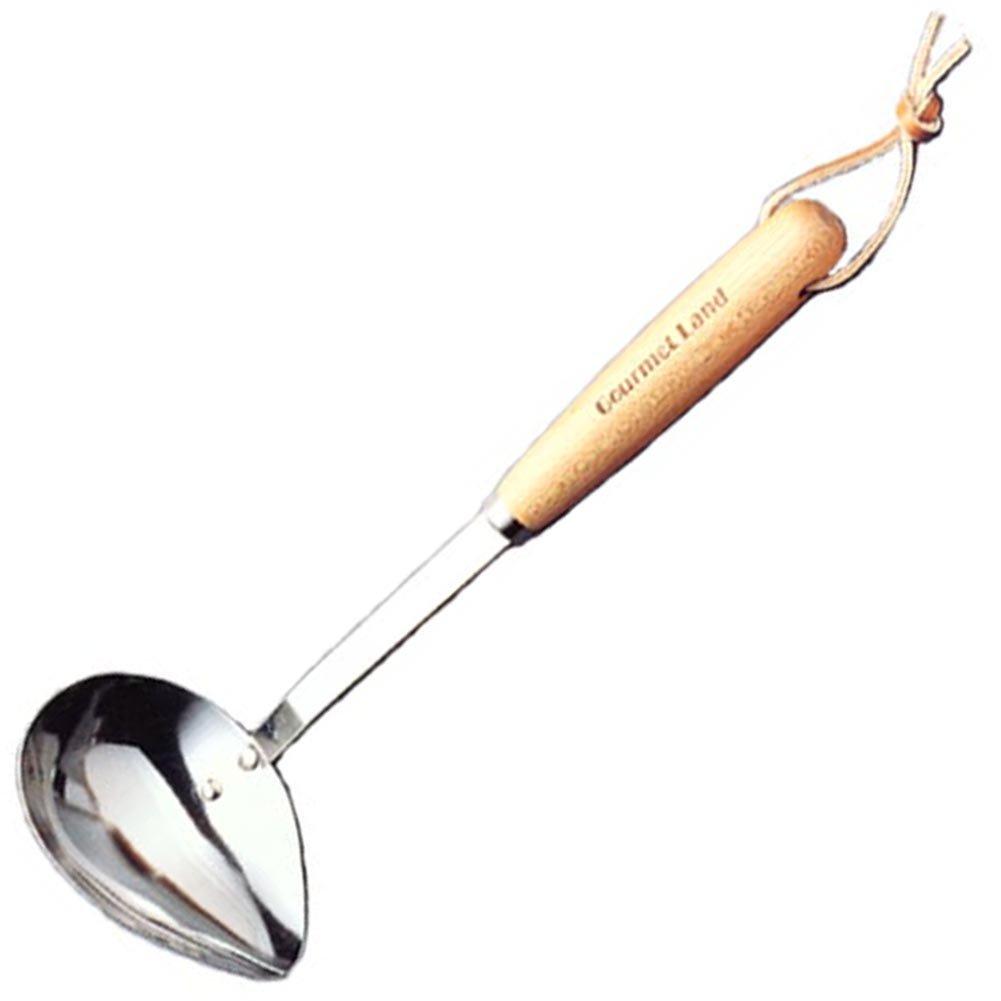 Nagao Gourmet Land Stainless Steel and Made in Japan Side-Spout Ladle, Wood,