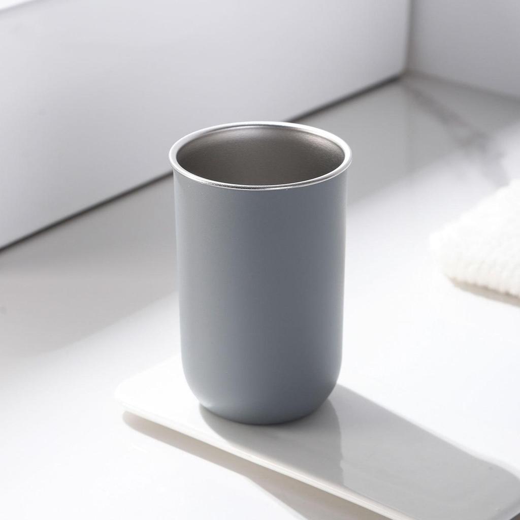 Minimalist Stainless Steel Toothbrush and Rinse Cup Set for Couples and Kids