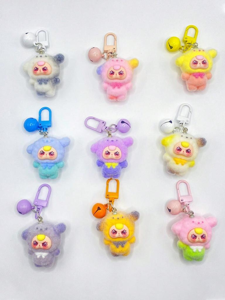 Cute Cartoon Animal Bag Charm - Resin Flocked (Non-Plush Filled) DIY Phone Pendant, With Fluffy Ears And Vivid Faces