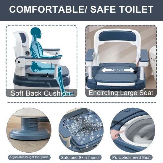 Bedside Commode, Adult Portable Toilet, Toilet Chair Seat with Handles, Height Adjustable Mobile Portable Toilet, Adult Potty Chair Load 882lb for