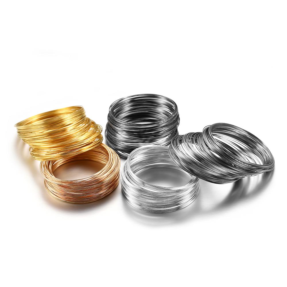 100 Schleifen/Lot 0,6 mm Silber Gold Bronze Memory Perlen Stahldraht für DIY Schmuckherstellung Zubehör Zubehör Armbänder