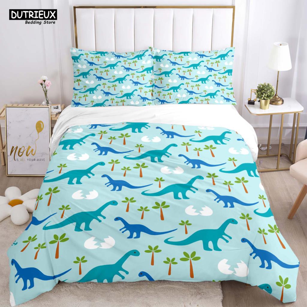 Cute Little Dinosaur Covered With Printed Bedding Cute Style Bedding Set Luxury Customized For Children Queen Bedding Set