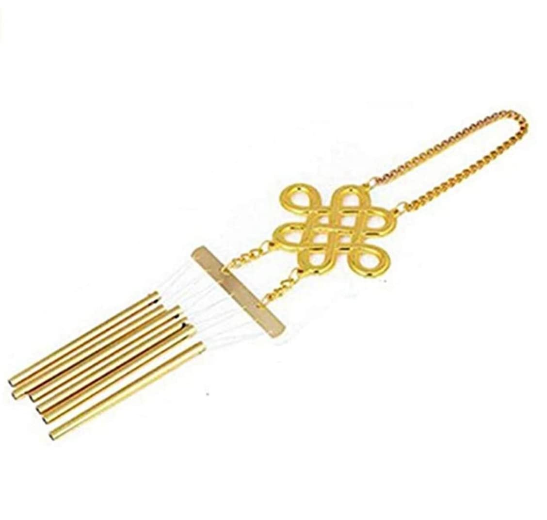 Feng Shui Copper Wind Chime with Ruyi Knot Feng Shui Good Luck with Red String Goods Six-Pipe Design, Ornament, Decoration, Charm, Bracelet.
