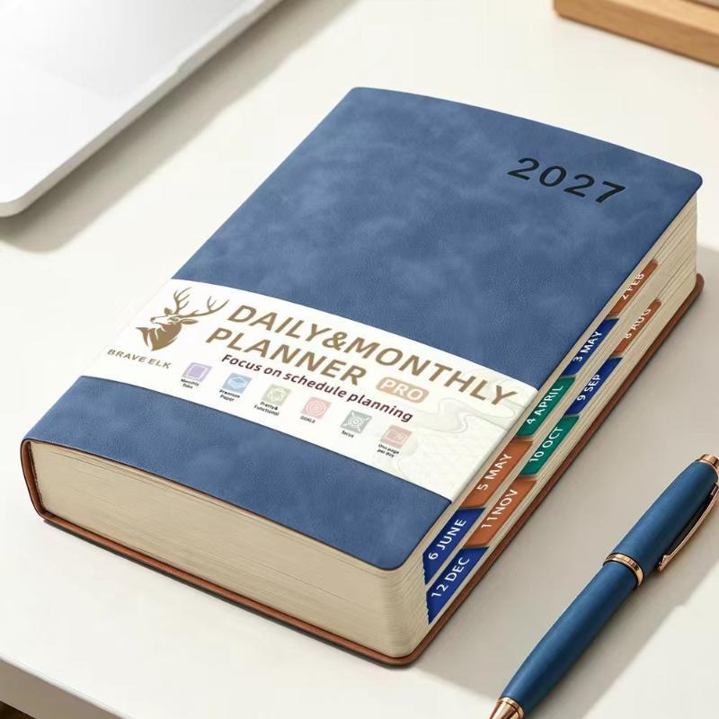 2027 A5 English Schedule Planning Notebook Efficiency Agenda Planner Notepad Ideal Gift for Students Colleagues Business Partners