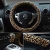 Car Steering Wheel Cover Winter Short Plush Korean Cute Female Leopard Print Cartoon Warm Anti-Slip Steering Wheel Cover Winter
