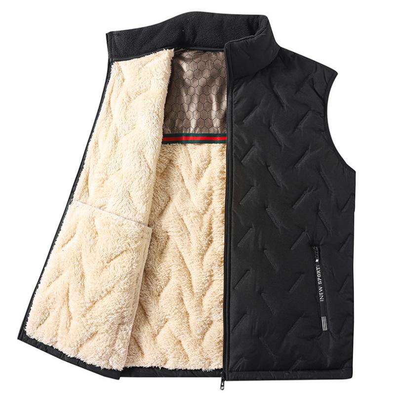 2024 Spring and Autumn New Men's Vest Stand Collar Warm Thickened Fashion Sleeveless Vest Casual Jacket Large Size