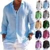 Men's Long Sleeve Linen Shirt Turn-Down Collar Shirt Business Casual Shirt Business Shirt Regular Fit  Shirt