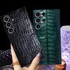 Crocodile Skin Texture Case for Samsung Galaxy S23 Ultra S25 Edge S20 S24 Plus S21 FE Black Soft Phone Cover