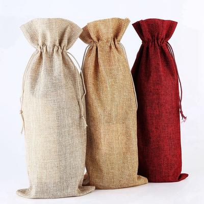 Red Wine Multicolor Linen Gift Wedding Burlap Wine Bags Champagne Pouch Wine Bottle Covers Packaging Bag