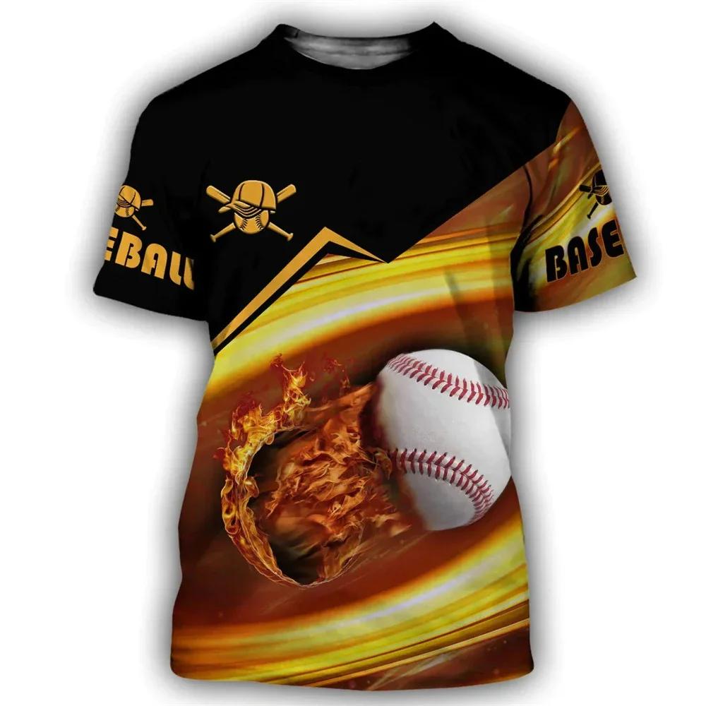 Baseball Sports 3D Printed Outdoor Men's Women's Short Sleeved T-shirt With Round Neck For Children Quick Drying Comfortable Top