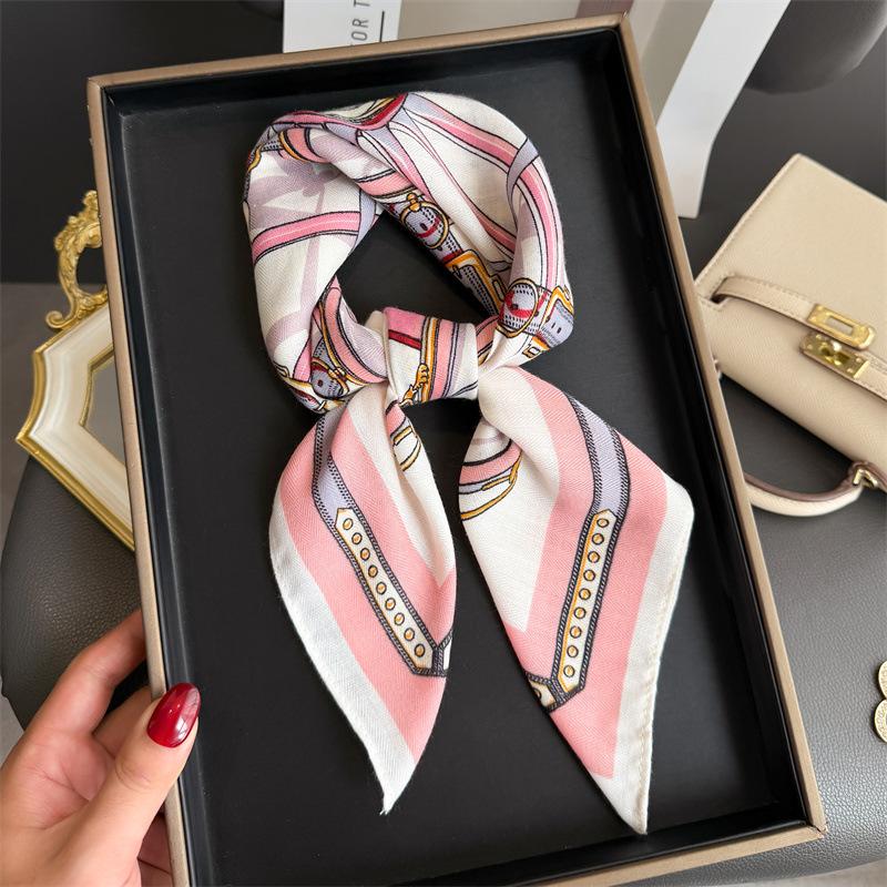 Luxury Brand Linen-Cotton Print Square Scarf Women Neck Tie Female Hair Bandana Headkerchief Shawl Wrap Hijab Echarpe