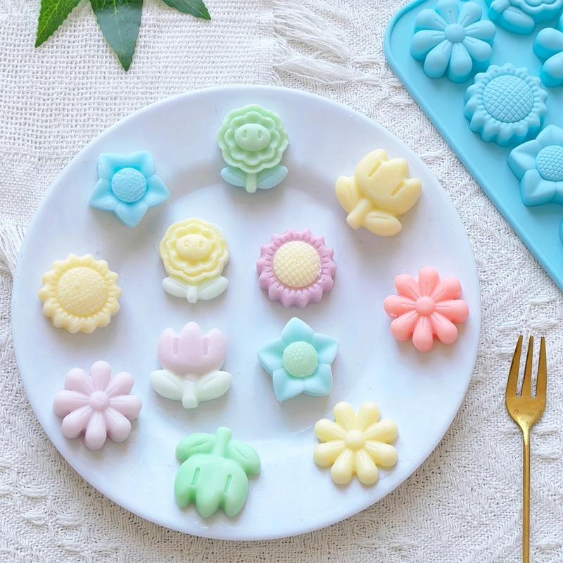 2pcs 12 consecutive 6 small flower 736 silicone mold jelly pudding cake baking chocolate ice baking mold