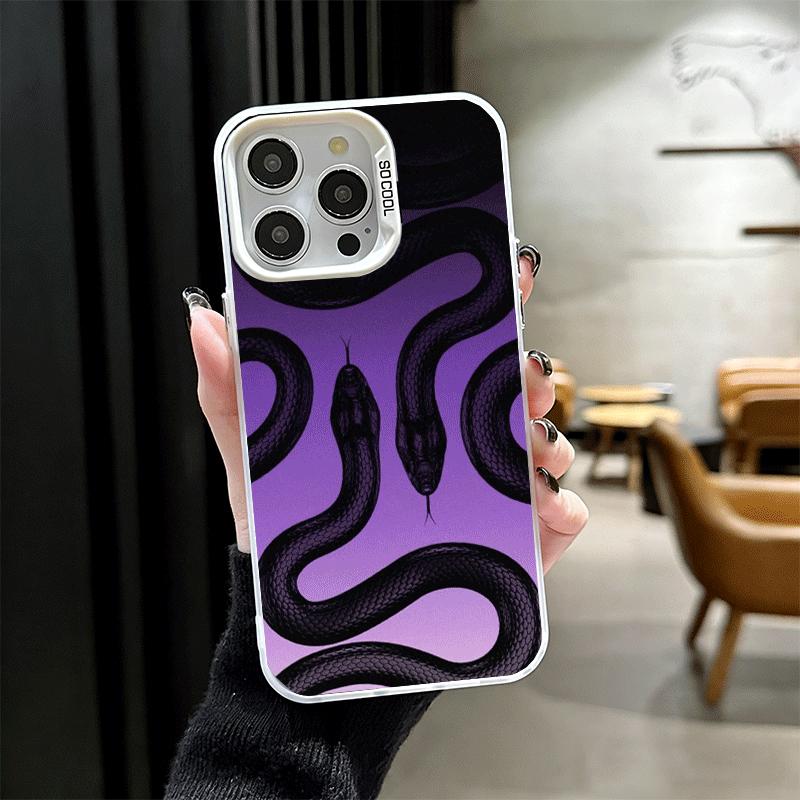 Schwarze Schlangen-Doodle Stoßfeste Handyhülle für iPhone 17 Air 16 16E 15 Pro Max 14 Plus 13 Mini 12 Rückseite Anti-Fall Fundas