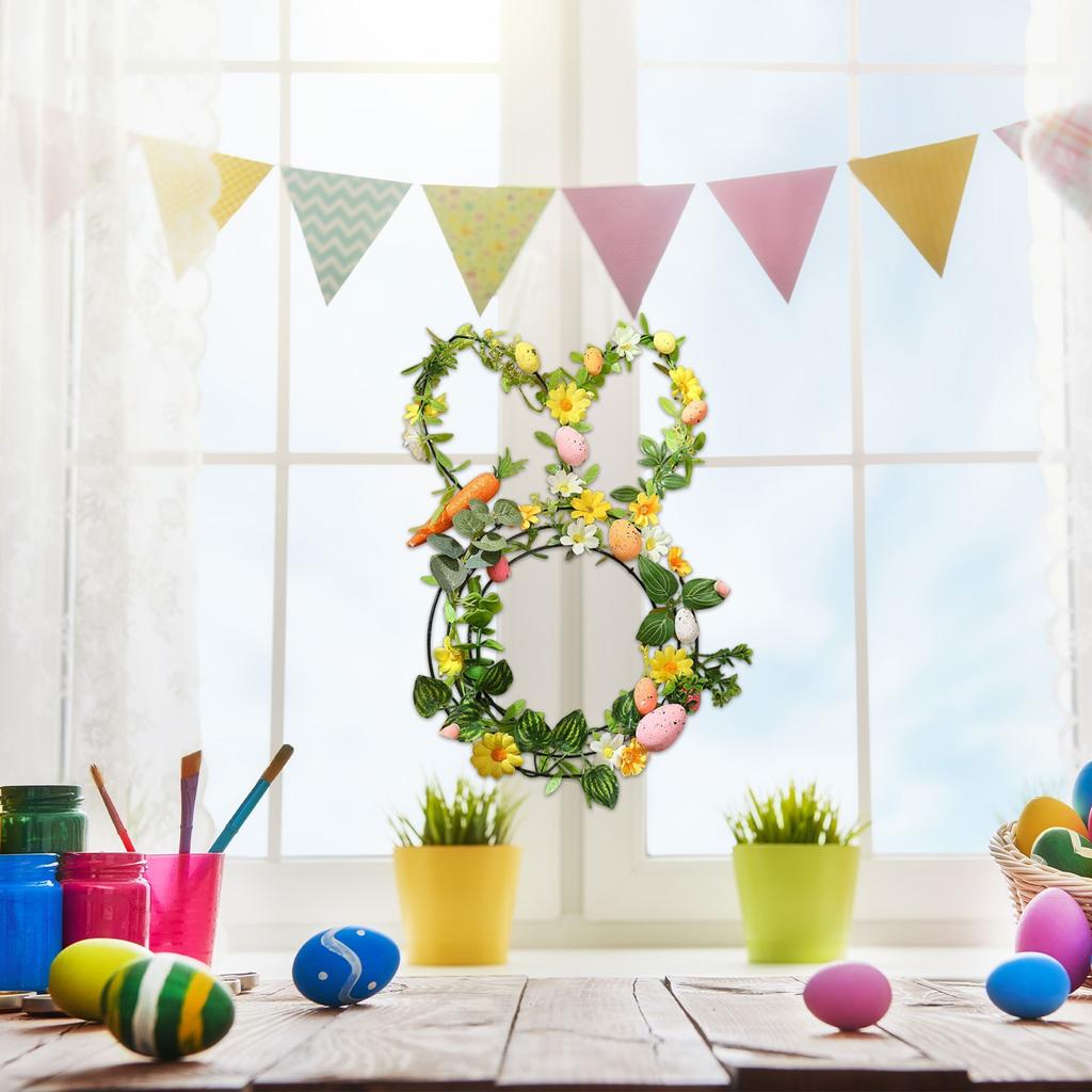 Easter Wreath Metal Frame Wire Form Floral Garden Bunny Shaped Wire Wreath Form For Easter DIY Craft Project Indoor Outdoor Holiday Hanging Decor 16