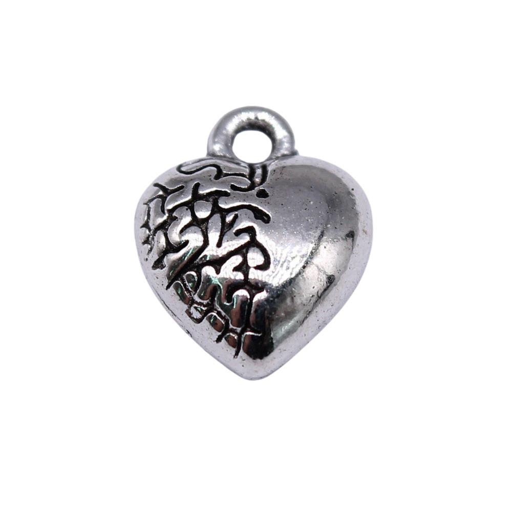 Filigree Heart Charms Antique Alloy Pendants For Vintage Floral Jewelry