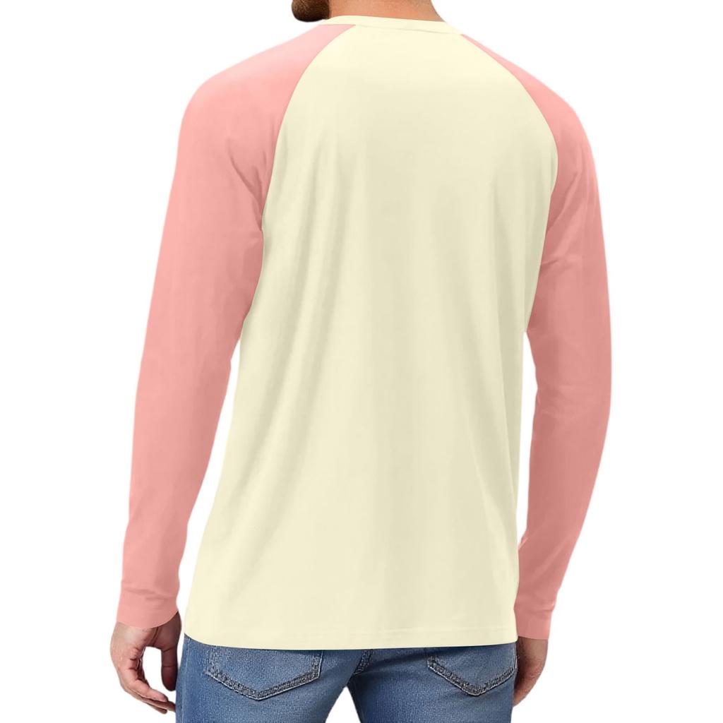 Men's Contrast Color Raglan Long Sleeve Sports Top