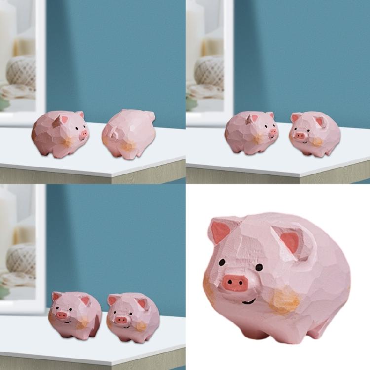 Adorable Wood Piggy Statues Perfect For Living Room Bedroom Or Study Decoration Piggy Sculptures