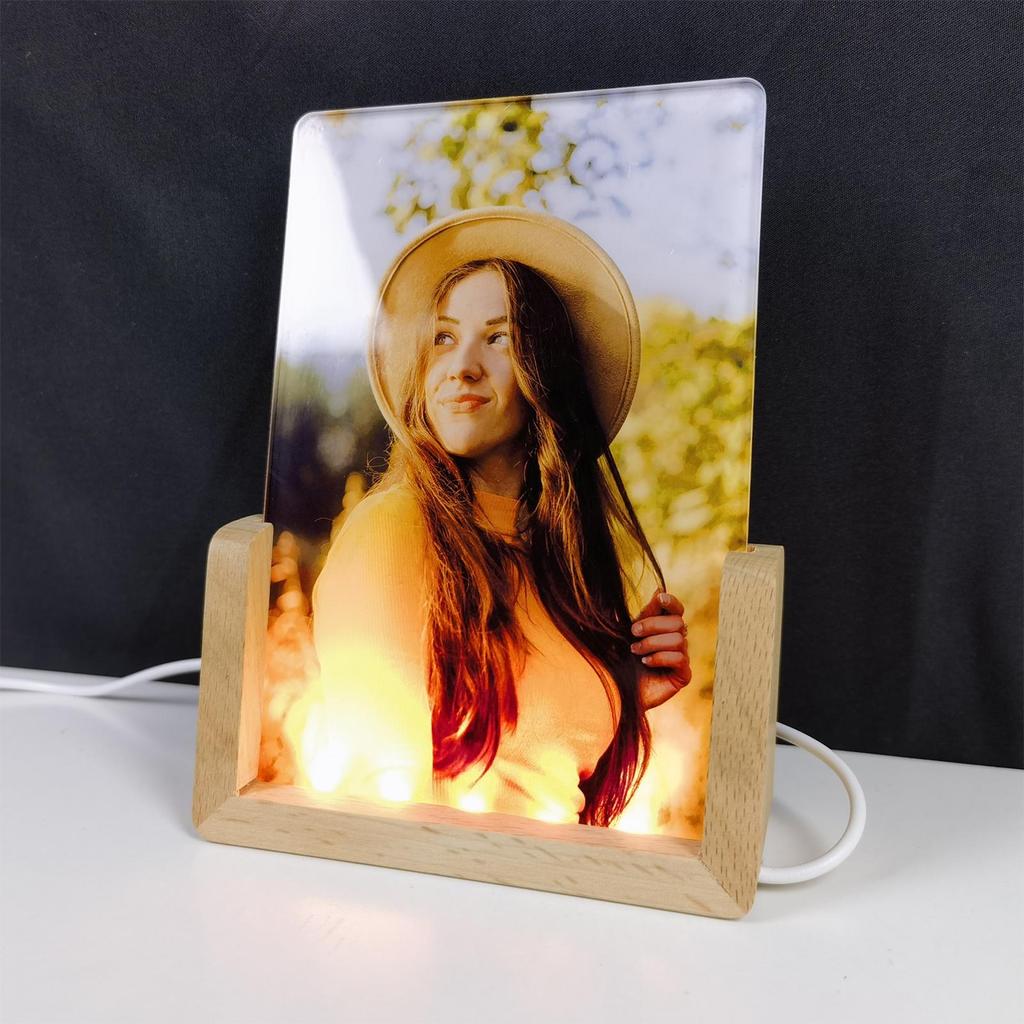 Led Picture Frame Sublimation Led Acrylic Photo Frame Display Stand Crafts Decoration for Home Birthday Christmas Women Men Car