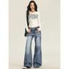 2024 Autumn/Winter New Women'S Retro Light Color Washed Jeans, Low Waist Slimming Micro Horn Pants