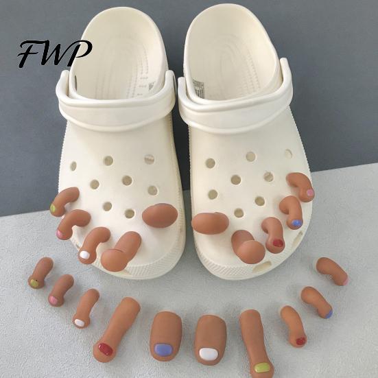 Personalized Accessories 10Pcs Artificial Toes Set DIY 3D Toe Charms Shoes Decoration Tips Nails with Realistic Shape Buckle for Party Festival