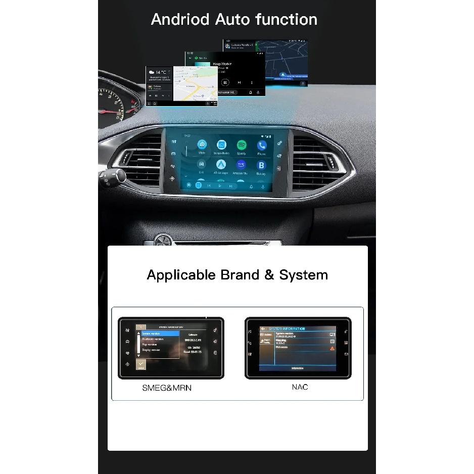 AUTOABC Wireless Carplay and Android Auto For Peugeot 2008 208 308 508 3008 & Citroen C4 DS3 DS4 DS5 SMEG Mirror Link Multimedi