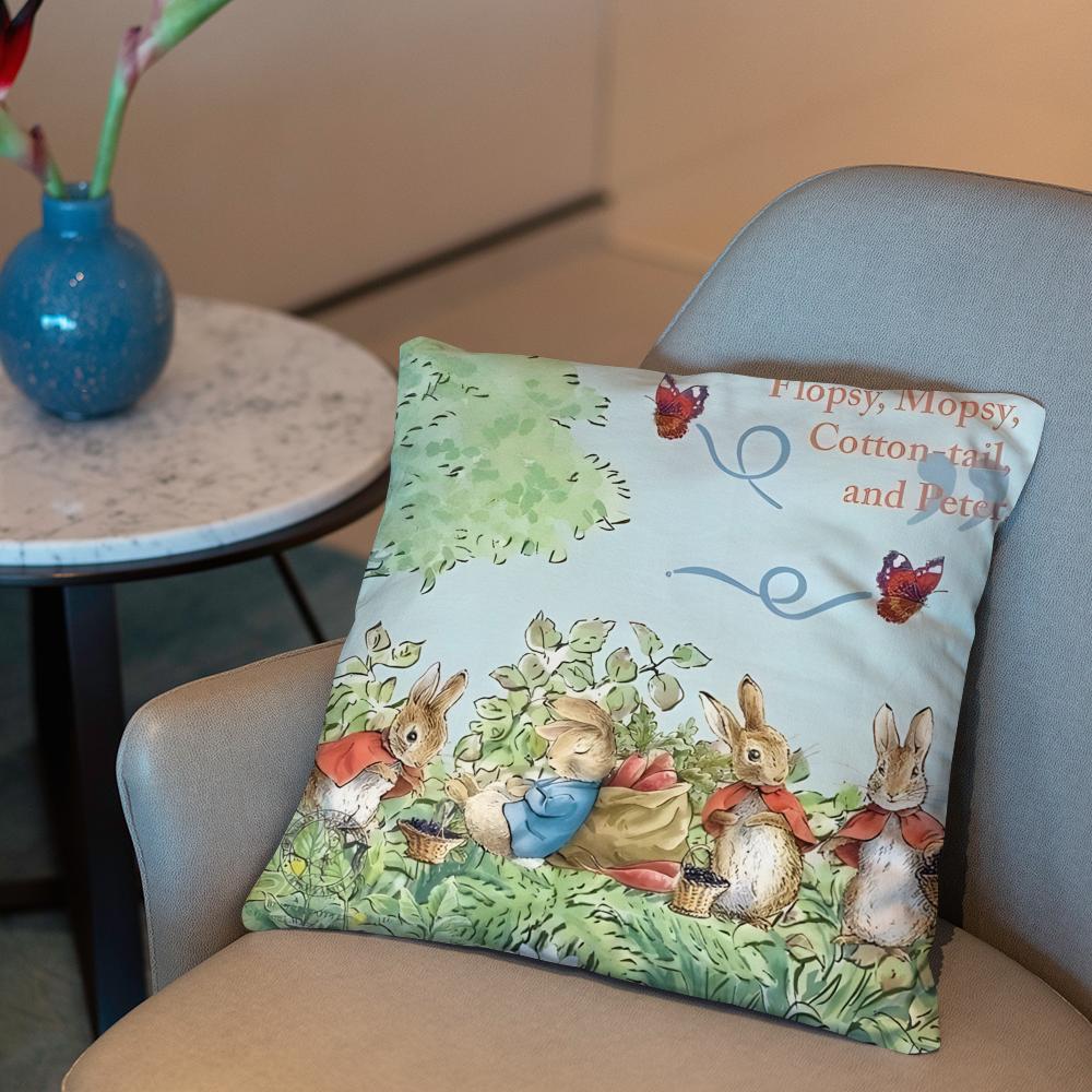P-Peter Rabbit printing Cushion Cover 2-in-1 Reversible Plush Pillow Cover | Car/Sofa/Bed | Perfect Gift