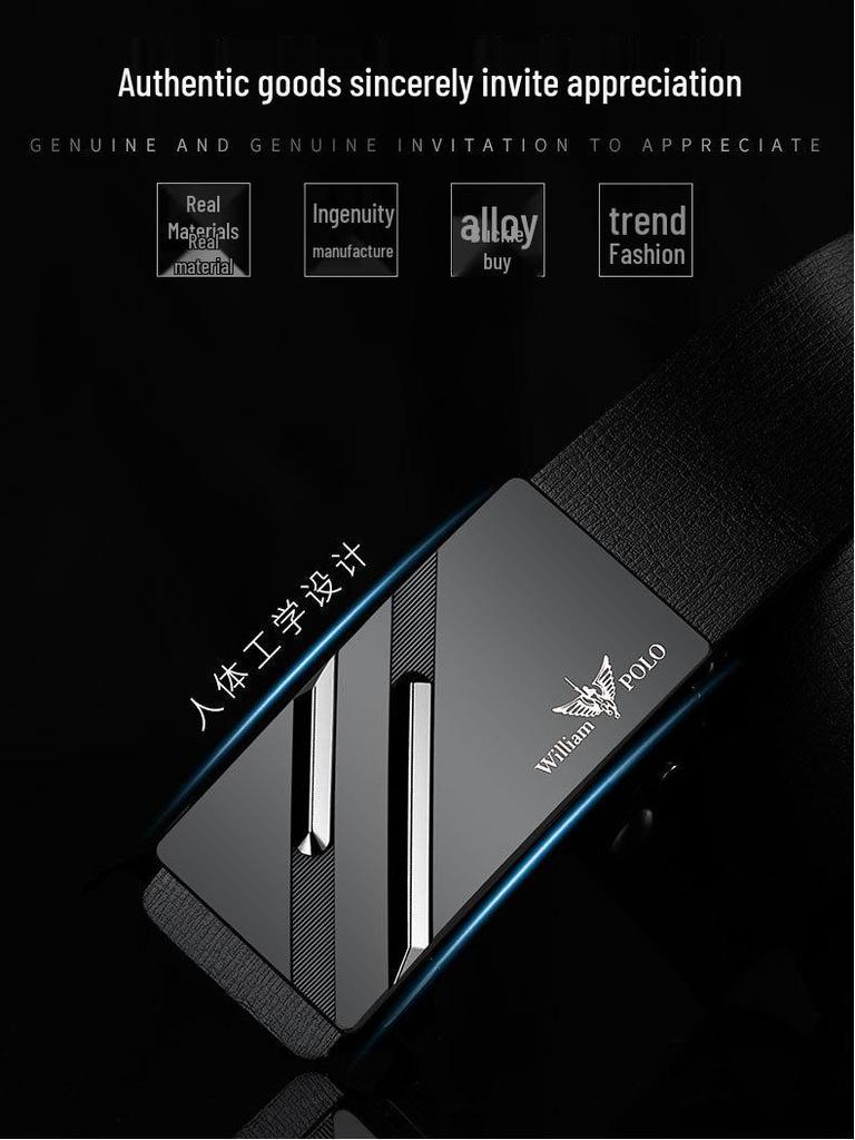 Emperor Paul Men's Genuine Leather Automatic Buckle Belt - Youth Minimalist Design