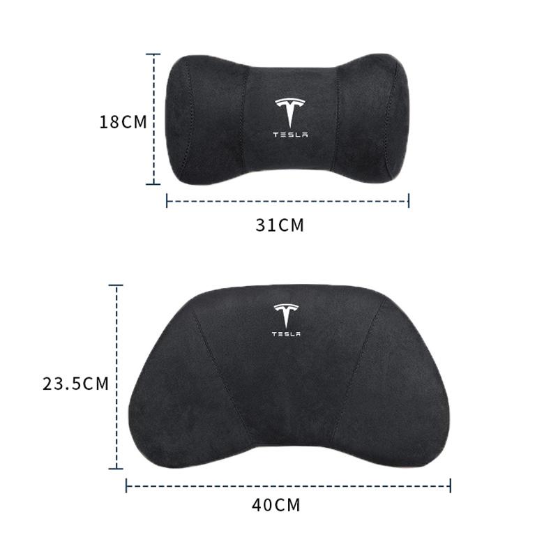 Tesla Emblem Car Neck Protection Pillow Headrest Lumbar Support For Cybertruck X S Roadster Model 3 Modele Y Coil Juguete 2024