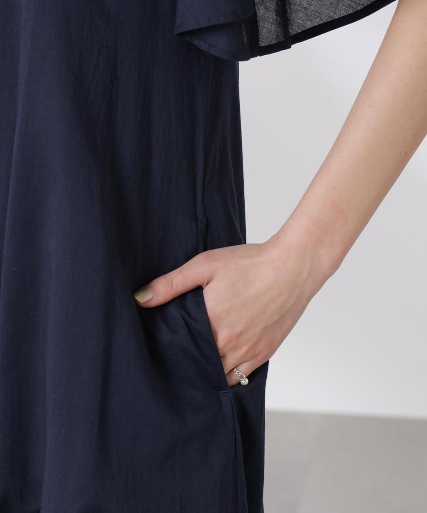 Nano Universe Made in India Cotton Flared Size S Dress, Women's, (120), Navy, 669-5119303