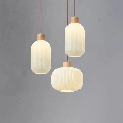 Japanischer Stil Holz Restaurant Pendelleuchte Nordisch Minimalistisch Creme Homestay Bartheke Schlafzimmer Kopfteil Glas Pendelleuchte