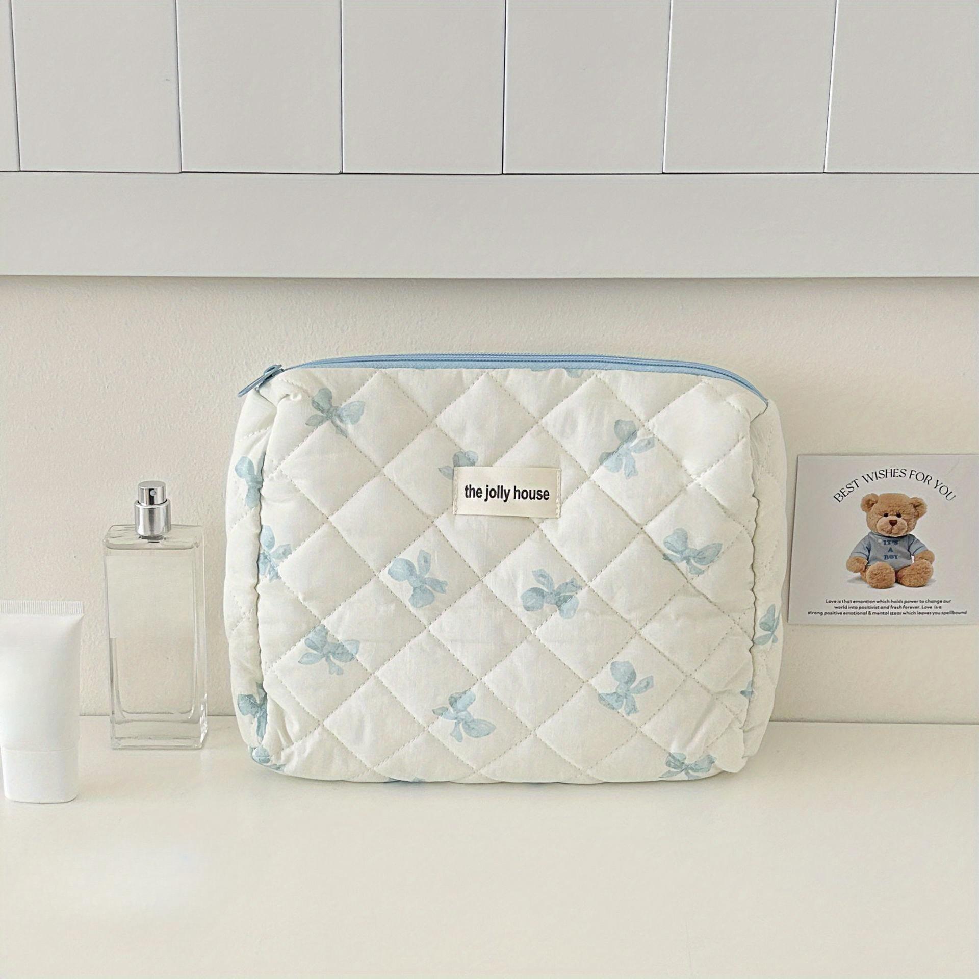 

Женская косметичка с бантом и принтом, большая вместимость, портативный косметичка для путешествий, сумка для хранения косметики