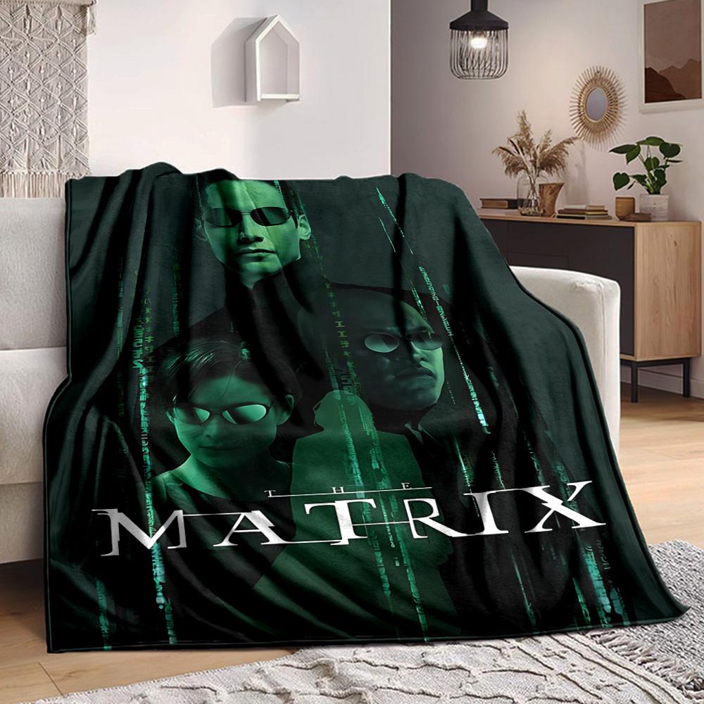 1pc The Matrix Flannel Throw Blanket - HD Printed Lightweight Soft Warm All-Season Blanket for Sofa, Bed, Travel, Camping 025