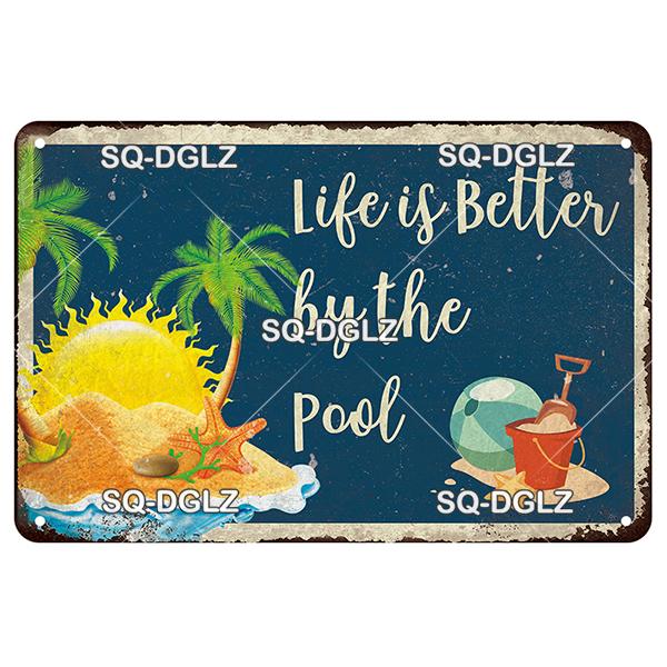 [SQ-DGLZ] Welcome Swim Pool Rules Metal Sign Vintage Plaque Tin Sign Plate Wall Decor For Bar Club Man Cave Art Painting Poster