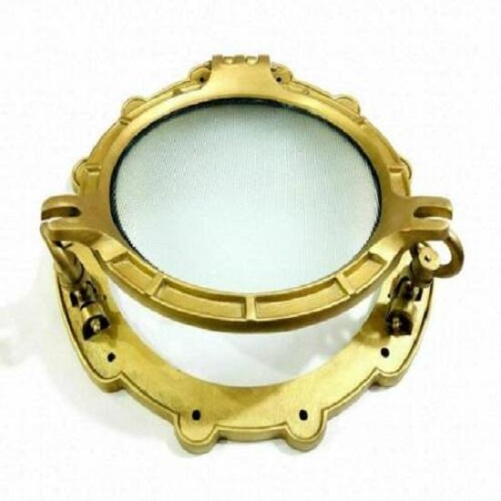 Oblò da Nave 15" Ottone Marino Antico Specchio da Parete Nautico Decorazione Casa/Nave Regalo
